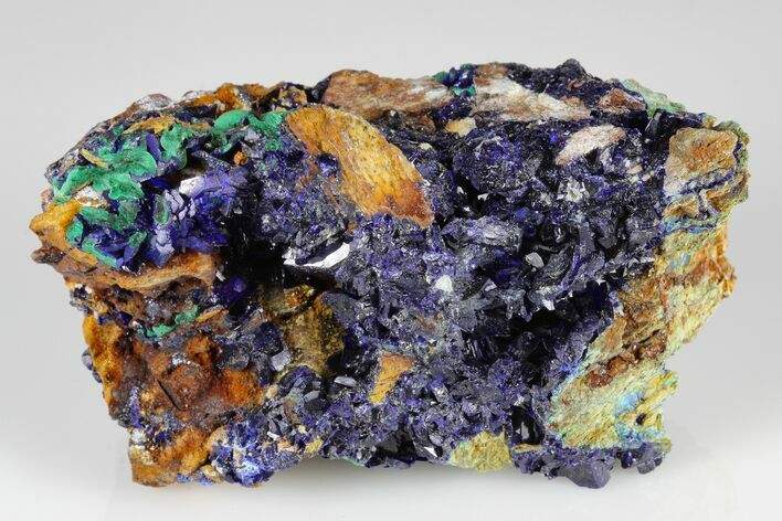 Sparkling Azurite Crystals with Malachite - Laos #178164
